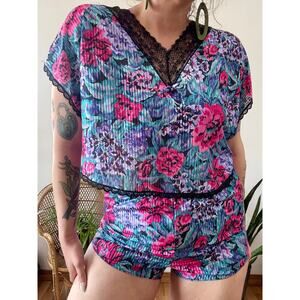 80s Floral Sleep Set size large